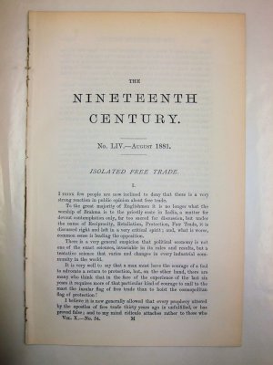 Isolated Free Trade. [London, 1881].