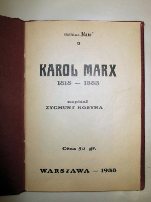 Karol Marx 1818-1883. Warszwa, 1933.