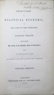 Prnicples of Political Economy; or, the Laws of the Formation of National Wealth. London, Whittaker, 1840.