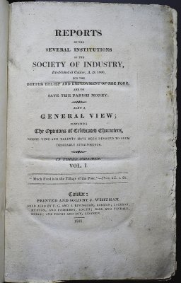 Reports of the Several Institutions of the Society of Industry. In three volumes. Caistor: Printed and sold by J. Whitham, 1821.