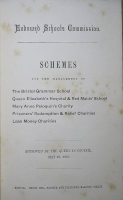 Schemes for the Management of The Bristol Grammar School. Bristol, Henry Hill, 1875.