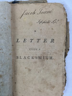 A Letter from a Blacksmith, to the Ministers and Elders of the Church of Scotland. The Seventh Edition. London, Re-printed by John Mycall, [1787].