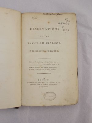 Observations on the Scottish Dialect. London, W. Strahan & T. Cadell, 1782.