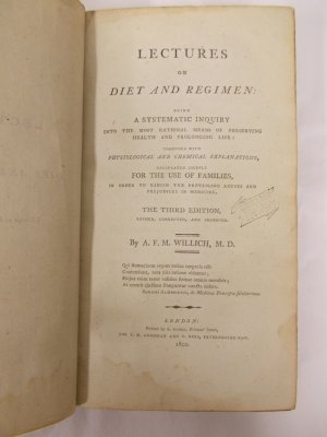 Lectures on Diet and Regimen. The third edition. London, Longman, 1800.
