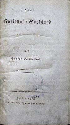 Ueber National=Wohlstand. Berlin, Realschulbuchhandlung, 1808.