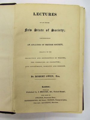 Lectures on an Entire New State of Society. London, J. Brooks, [1830].