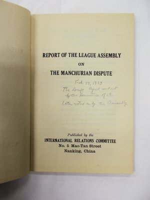 Report of the League Assembly on the Manchurian Dispute