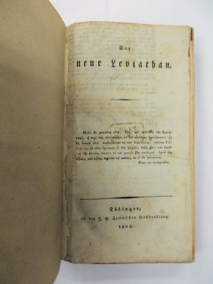 Der neue Leviathan. Tubingen, Cotta, 1805.