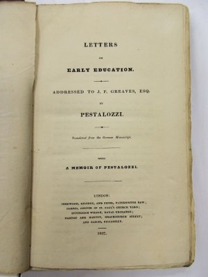 Letters on Early Education. Translated from the German manuscript. London: Sherwood, Gilbert, and Piper, 1827.