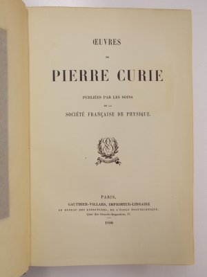 Oeuvres. Publiees par les soins de la Societe Francaise de Physique. Paris, Gauthier-Villars, 1908.