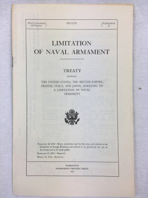 Limitation of Naval Armament. Treaty between the United States, the British Empire, France, Italy, and Japan. Washington, G.P.O., 1922.