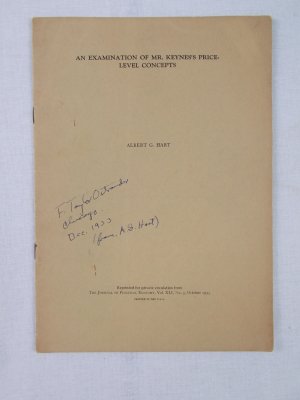 An Examination of Mr. Keynes's Price-level Concepts. [Reprinted for Private Circulation from the Journal of Political Economy, Vol. XLI, No. 5, Octobre 1933]. Chicago, 1933.
