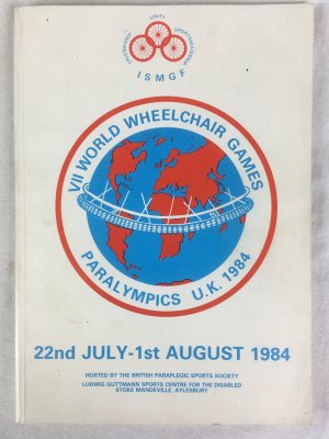VII World Wheelchair Games, Paralympics U. K. 1984. 22nd July - 1st August 1984. Hosted by the British Paraplegic Sports Society, Ludwig Guttmann Sports Centre for the Disabled Stoke Mandeville, Aylesbury, 1984..