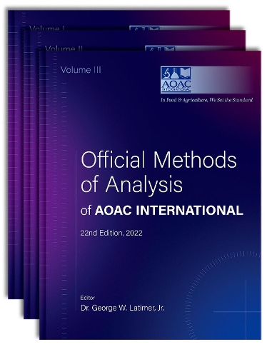 Official Methods of Analysis of AOAC INTERNATIONAL: 3-Volume Set. 22nd Revised edition