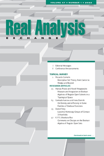 Real Analysis Exchange 47, no. 1