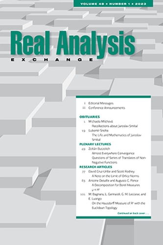 Real Analysis Exchange 48, no. 1.