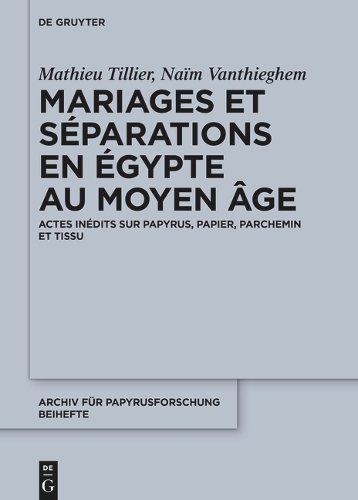 Mariages et separations en Egypte au Moyen Age
