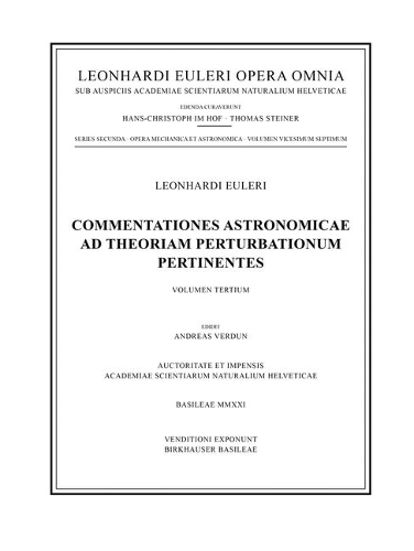 Commentationes astronomicae ad theoriam perturbationum pertinentes 3rd part.