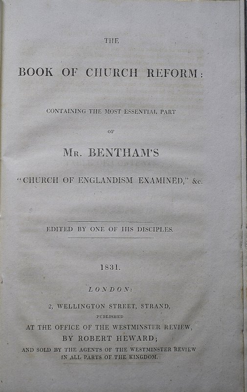 The Book of Church Reform. London, Robert Heward, 1831.