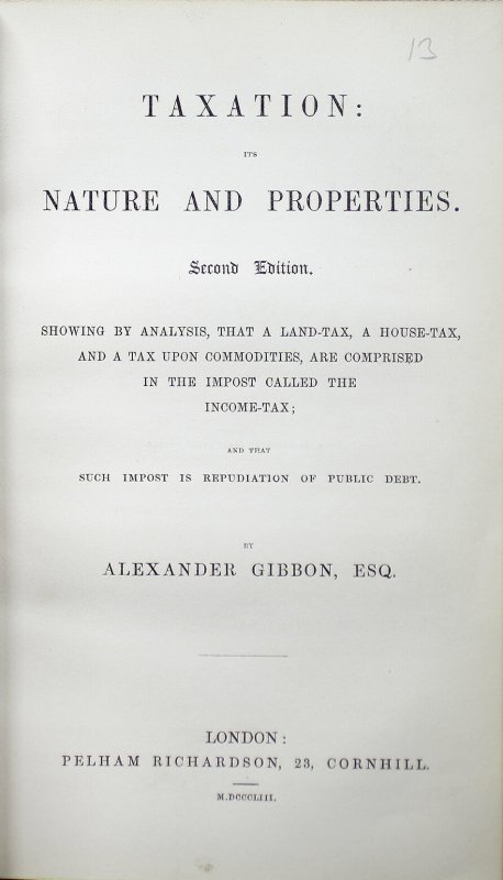 Past and Present Delusions in Political Economy. Edinburgh, Blackwood, 1850.
