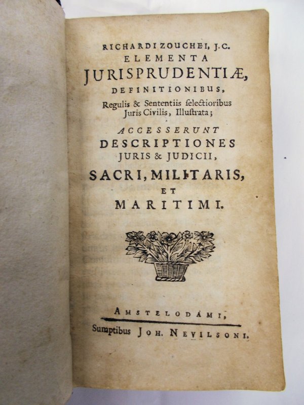 Elementa Jurisprudentiae Definitionibus. Amsterdam, Joh. Nevilsoni, [1651].