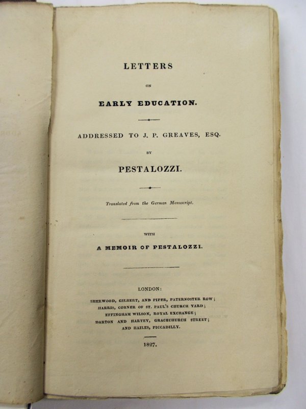 Letters on Early Education. Translated from the German manuscript. London: Sherwood, Gilbert, and Piper, 1827.