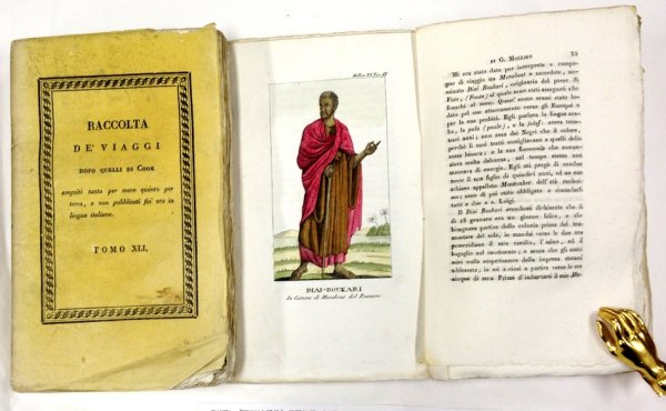 Viaggio nell'interno dell'Africa alle sorgenti del Senegal della Gambia fatoo per ordine del governo francese. 2 vols. Milano, Giambattista Sonzogno, 1820.