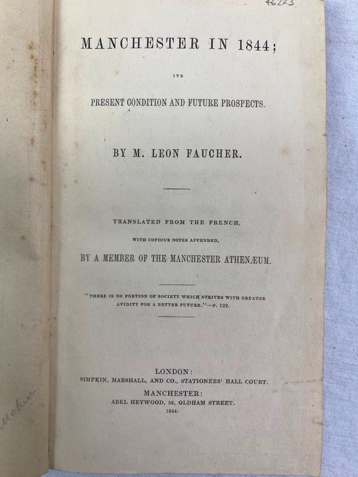 Manchester in 1844; its present condition and future prospects. London: Simpkin, Marshall, and Co., 1844.