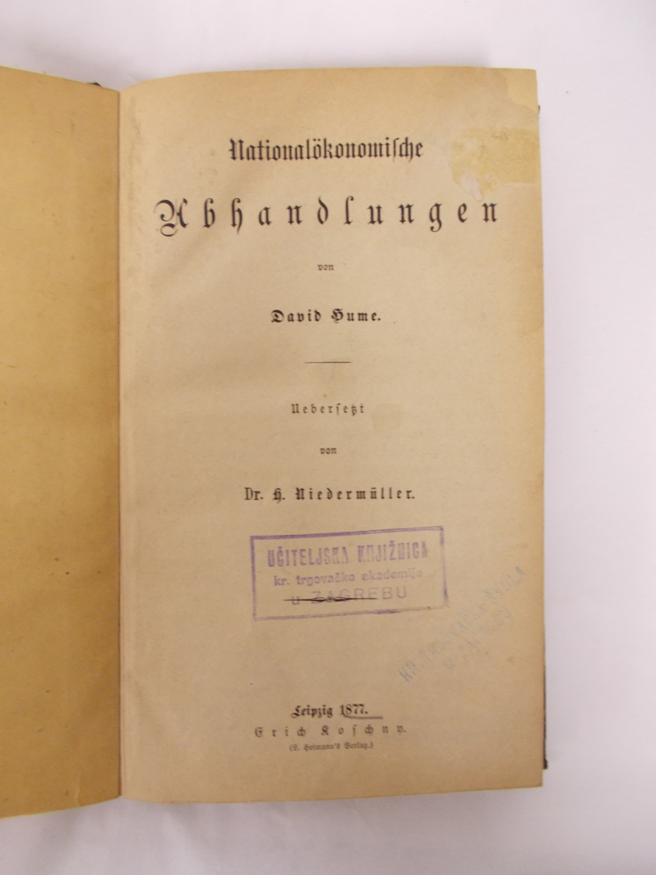 Nationalokonomische Abhandlungen. Leipzig, Erich Koschny, 1877.