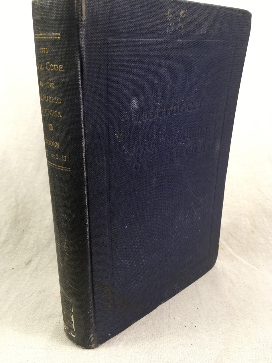 The Civil Code of the Republic of China. Translated into English. Shanghai, Kelly & Walsh, 1930.