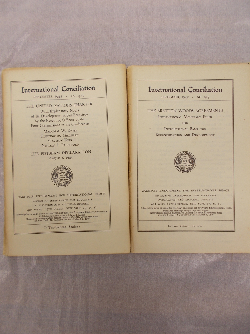The United Nations Charter, with explanatory notes. New York, Carnegie Endowment for International Peace, 1945.