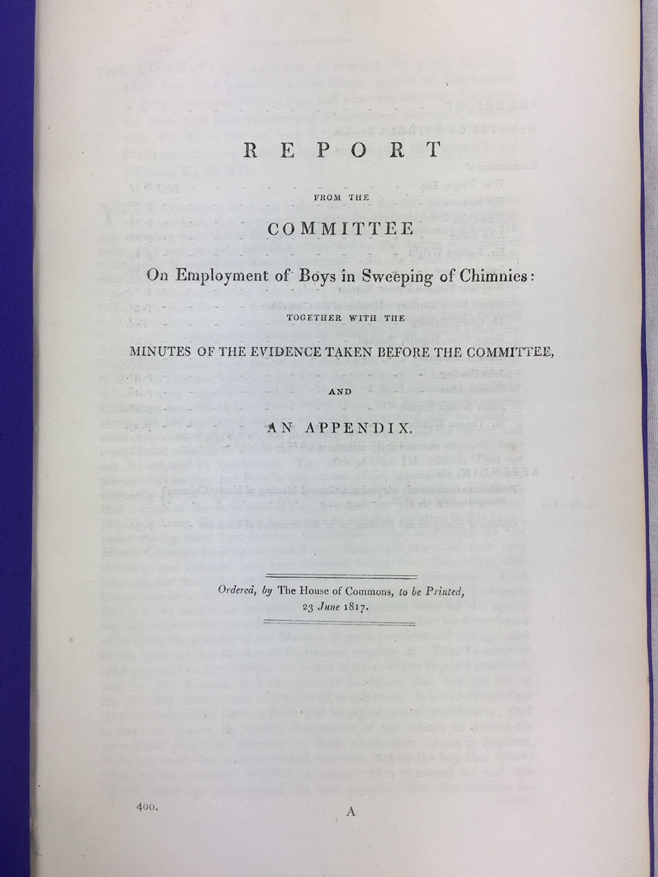 Report from the Committee on Employment of Boys in Sweeping of Chimnies, London, 1817.