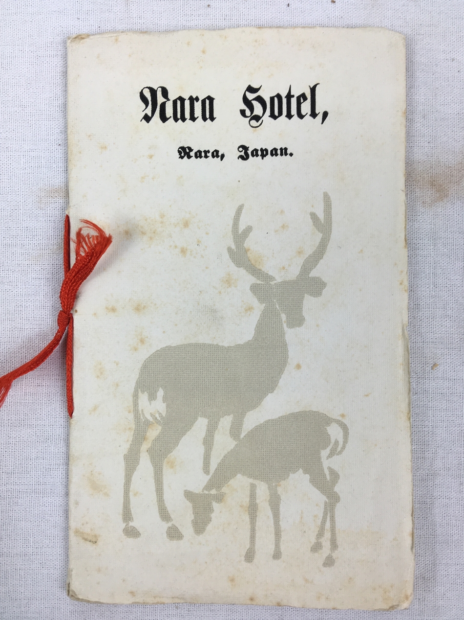 Das Nara Hotel, Nara Park, Japan, Fuehrung der Dai Nippon Hotel Co., Ltd., Tokyo, Tokyo Tsukiji Type Foundry. [ca1910s].
